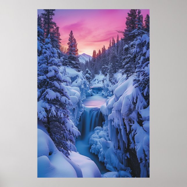 Snowy Winter Landscape Art Poster (Front)