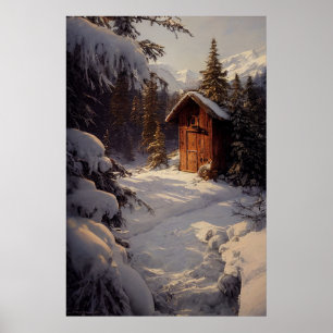 Snowy Winter Landscape Art Poster