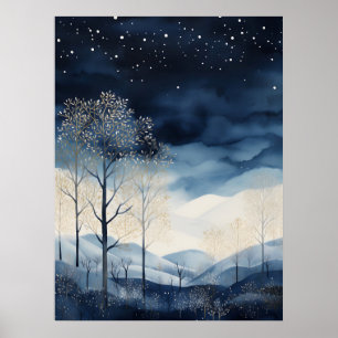 Snowy Winter Landscape Art Poster