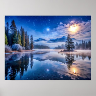 Snowy Winter Landscape Art Poster