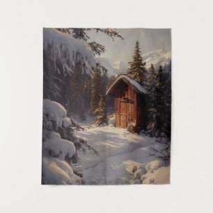 Snowy Winter Landscape Art Tapestry