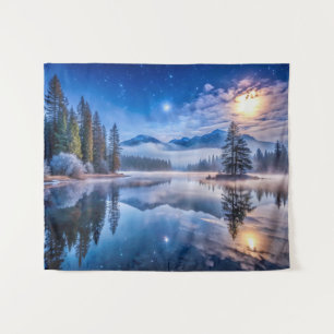 Snowy Winter Landscape Art Tapestry