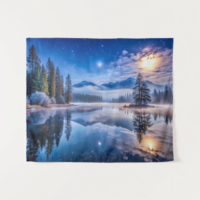 Snowy Winter Landscape Art Tapestry (Front (Horizontal))