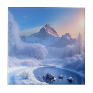 snowy winter landscape  ceramic tile