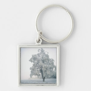 Snowy winter landscape key ring