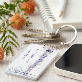 Snowy Winter Landscape Key Ring