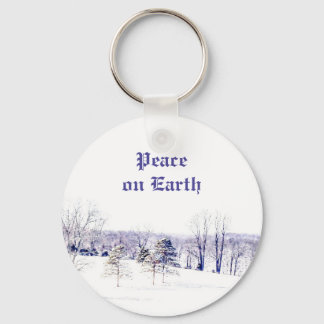 Snowy Winter Landscape Key Ring
