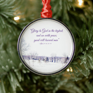 Snowy Winter Landscape Metal Ornament