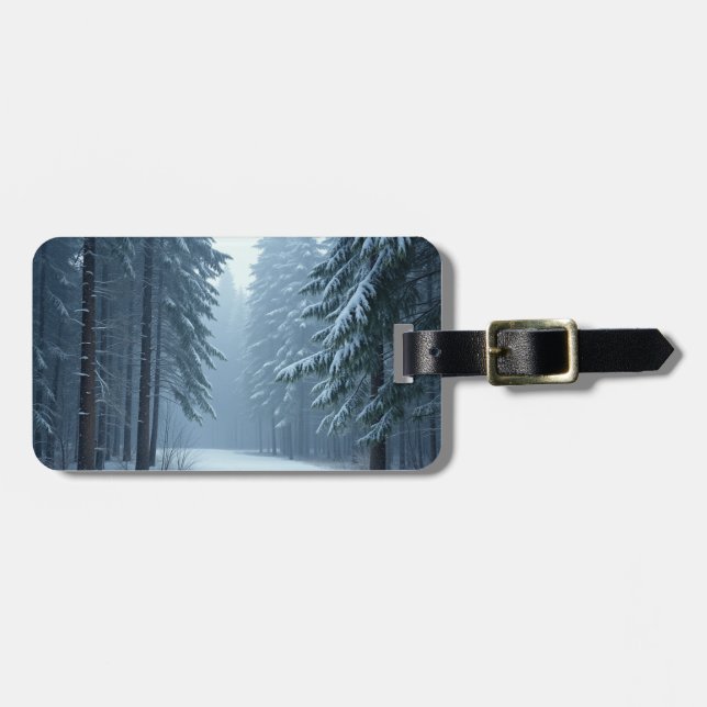 snowy winter luggage tag (Front Horizontal)
