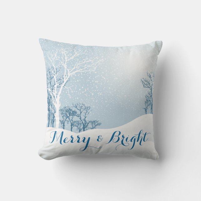 Snowy Winter Merry and Bright Cushion (Front)