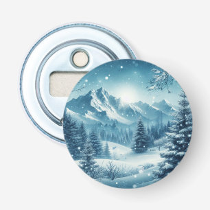 Snowy Winter Mountain Bottle Opener