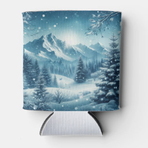 Snowy Winter Mountain Can Cooler