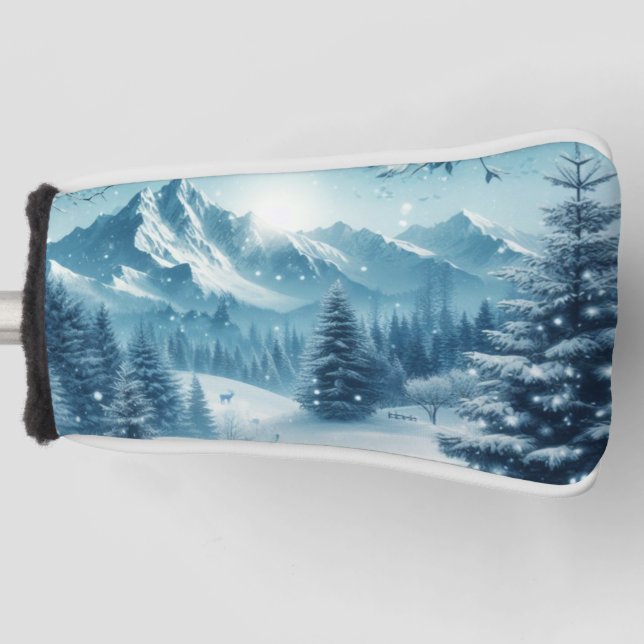 Snowy Winter Mountain Golf Head Cover (Front)