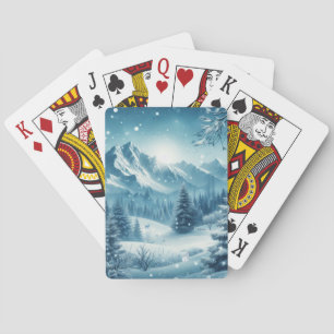 Snowy Winter Mountain Playing Cards