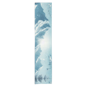 Snowy Winter Mountain Short Table Runner