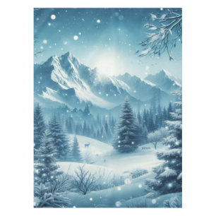 Snowy Winter Mountain Tablecloth