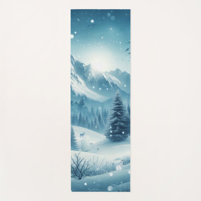 Snowy Winter Mountain Yoga Mat (Front)
