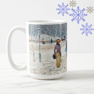 Snowy Winter New York City Scene Vintage Art Coffee Mug