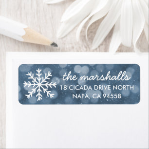 Snowy Winter Night Bokeh Holiday Return Address Label