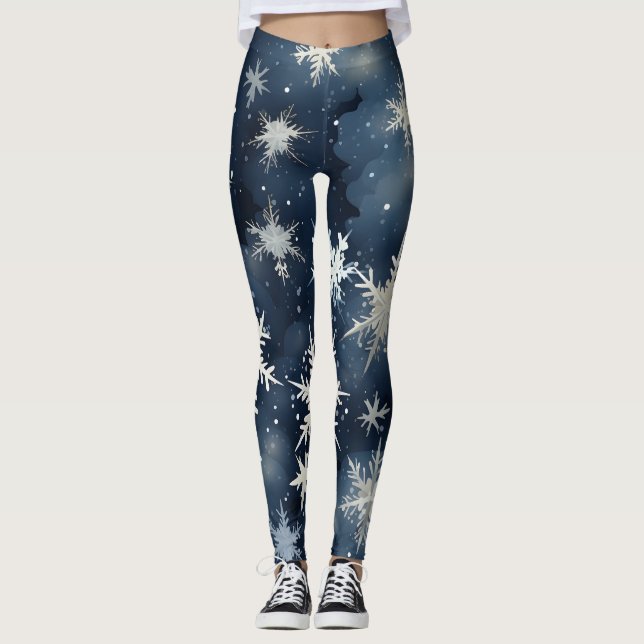 Snowy Winter Night  Leggings (Front)