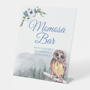 Snowy Winter Owl Baby Shower Momosa Table Sign