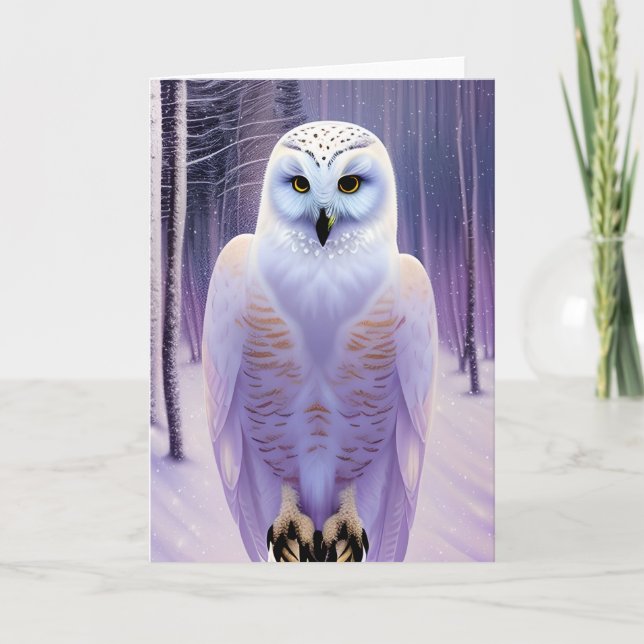 Snowy Winter Owl christmas card (Front)
