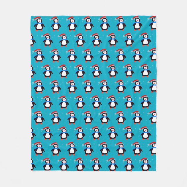 Snowy Winter Penguin  Fleece Blanket (Front)