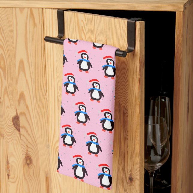 Snowy Winter Penguin  Tea Towel (Thirds Fold)