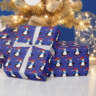 Snowy Winter Penguin Wrapping Paper