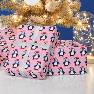 Snowy Winter Penguin  Wrapping Paper