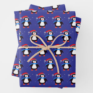 Snowy Winter Penguin Wrapping Paper Sheet