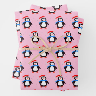 Snowy Winter Penguin Wrapping Paper Sheet