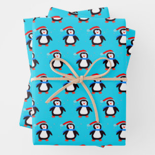 Snowy Winter Penguin Wrapping Paper Sheet