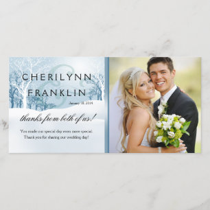 Snowy Winter Photo Thank You ice blue