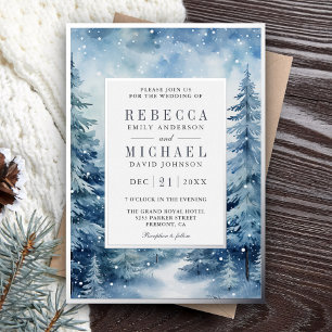 Snowy Winter Pine Forest Photo Collage Wedding