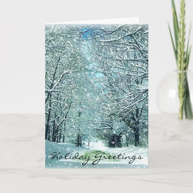 Snowy Winter Road Christmas Card (Front)