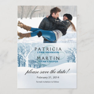 Snowy Winter Save the Date Photo - ice blue