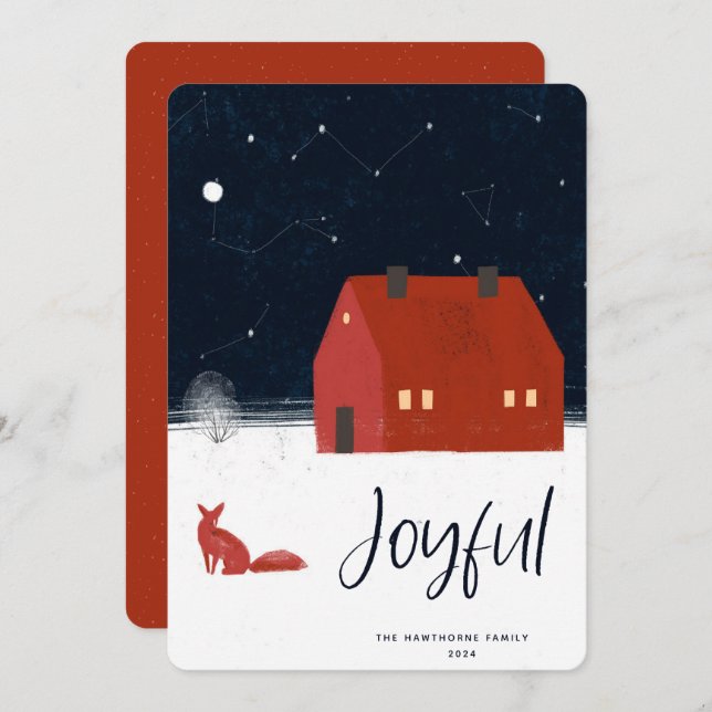 Snowy Winter Scene Christmas Holiday Card (Front/Back)