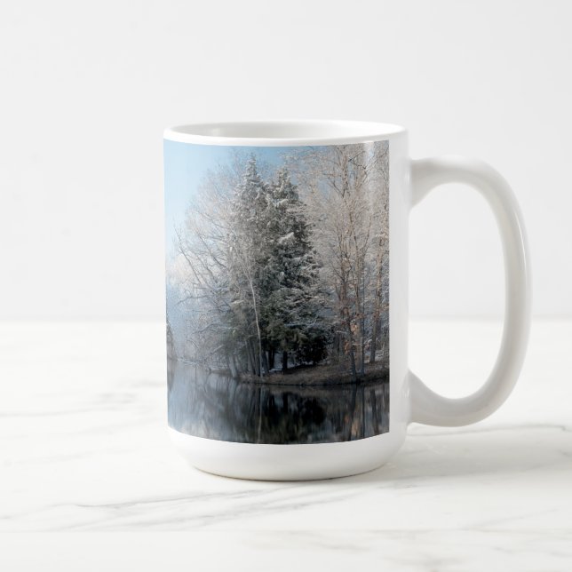 Snowy Winter Tree Lake Reflections Coffee Mug (Right)