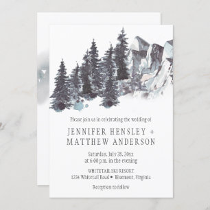 Snowy Winter Trees Mountains Snow Wedding Invitation