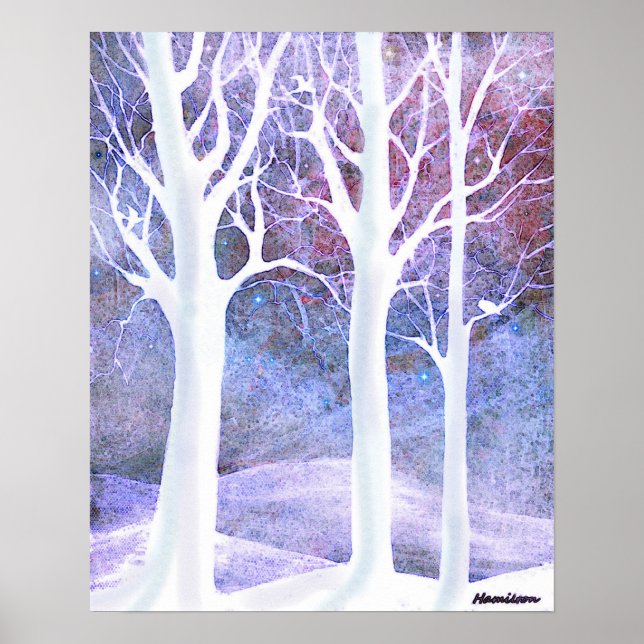 Snowy winter trees poster (Front)