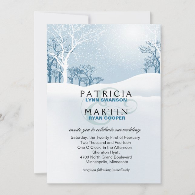 Snowy Winter Wedding - ice blue Invitation (Front)