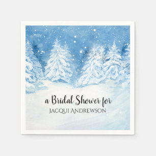 Snowy Winter Wedding Trees Forest Bridal Shower Napkin