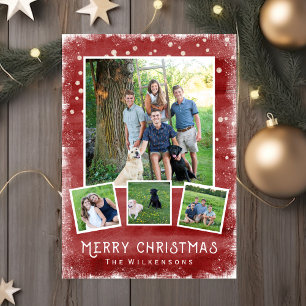 Snowy Winter Wonderland Christmas Photo Collage Holiday Card