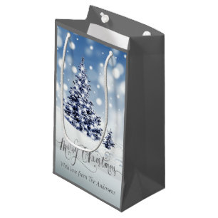 Snowy Winter Wonderland Custom Christmas Small Gift Bag