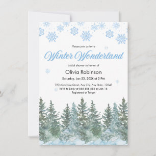 Snowy Winter Wonderland Snowflakes Bridal Shower Invitation