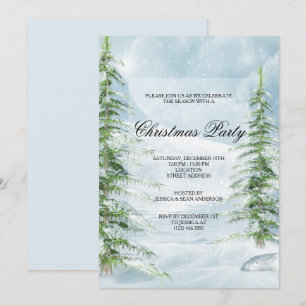 Snowy Winter Wonders Christmas Party Invitation