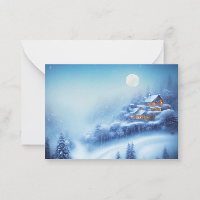 Snowy wonderland home budget mini Christmas Card (Front)