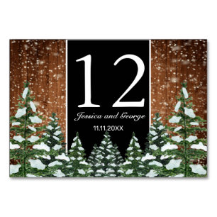 Snowy Wood & Forest Black Pine Table Number