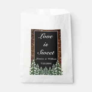 Snowy Wood Forest Black Wedding Favour Bag